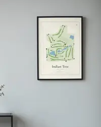 Indian Tree Golf Club map print, framed in a room