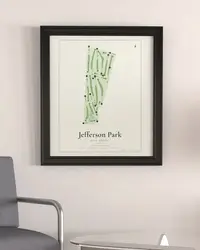 Jefferson Park Golf Course map print, framed in a room