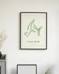 Leisure World - Heron Lakes Golf Course map print, framed in a room