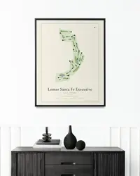 Lomas Santa Fe Executive Golf Course map print, framed in a room