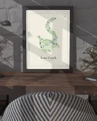 Lost Creek Country Club map print, framed in a room