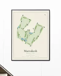 Marrakesh Country Club map print, framed in a room