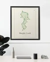 Murphy Creek Golf Course map print, framed in a room