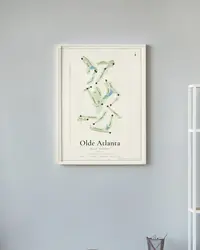 Olde Atlanta Golf Course map print, framed in a room