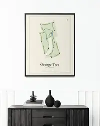 Orange Tree Golf Resort map print, framed in a room