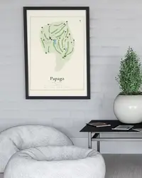 Papago Golf Club map print, framed in a room