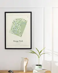 Rouge Park Golf Course map print, framed in a room
