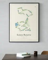 Scioto Reserve Country Club map print, framed in a room