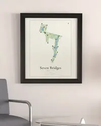 Seven Bridges Golf Club map print, framed in a room