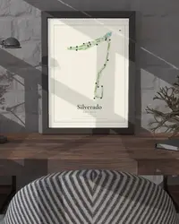 Silverado Golf Club map print, framed in a room