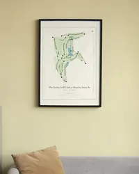 The Farms Golf Club at Rancho Santa Fe map print, framed in a room