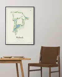 Wabeek Country Club map print, framed in a room