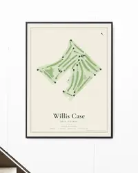 Willis Case Golf Course map print, framed in a room