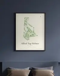 Alfred Tup Holmes Golf Course map print, in a second room