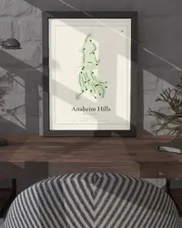 Anaheim Hills Golf Course map print, in a second room