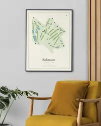 Belmont Country Club map print, in a second room