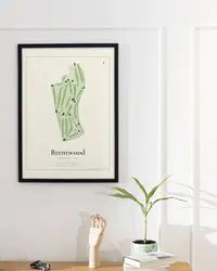 Brentwood Country Club map print, in a second room