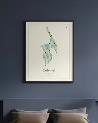 Colonial Country Club map print, in a second room