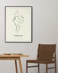 Esplanade Golf map print, in a second room