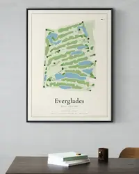 Everglades Golf Course map print, in a second room