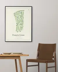 Francis Gross Golf Course map print, in a second room