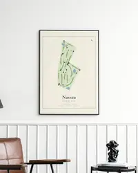 Nassau Country Club map print, in a second room
