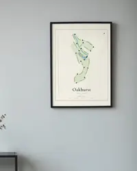 Oakhurst Golf Club map print, in a second room