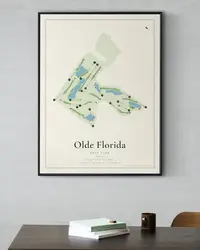 Olde Florida Golf Club map print, in a second room