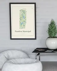 Pasadena Municipal Golf Course map print, in a second room