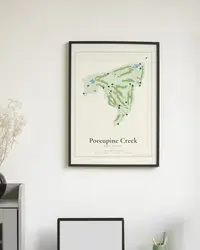 Porcupine Creek map print, in a second room