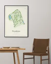 Presidents Golf Course map print, in a second room