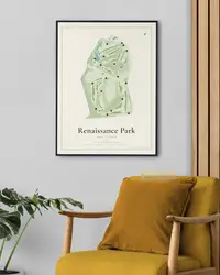 Renaissance Park Golf Course map print, in a second room