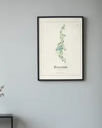 Riverside Golf Club map print, in a second room