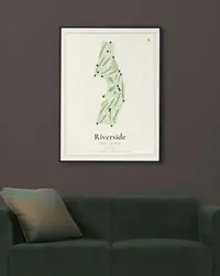 Riverside Golf Course map print, in a second room