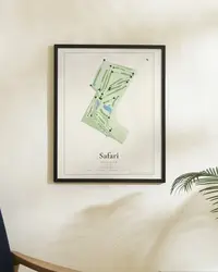 Safari Golf Club map print, in a second room