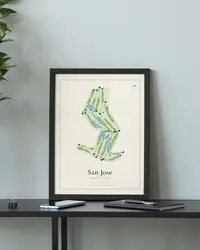 San Jose Country Club map print, in a second room