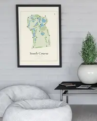 South Course map print, in a second room