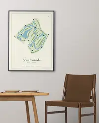 Southwinds Golf Course map print, in a second room