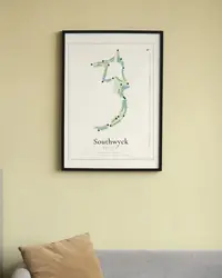 Southwyck Golf Club map print, in a second room