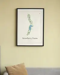 Strawberry Farms Golf Club map print, in a second room
