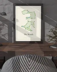 The Woods Golf Club map print, in a second room