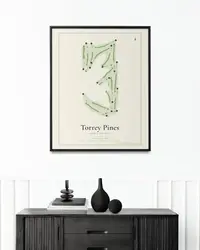 Torrey Pines South Course map print, in a second room