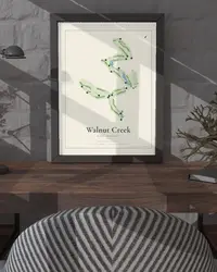 Walnut Creek Golf Preserve map print, in a second room
