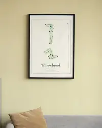 Willowbrook Golf Course map print, in a second room